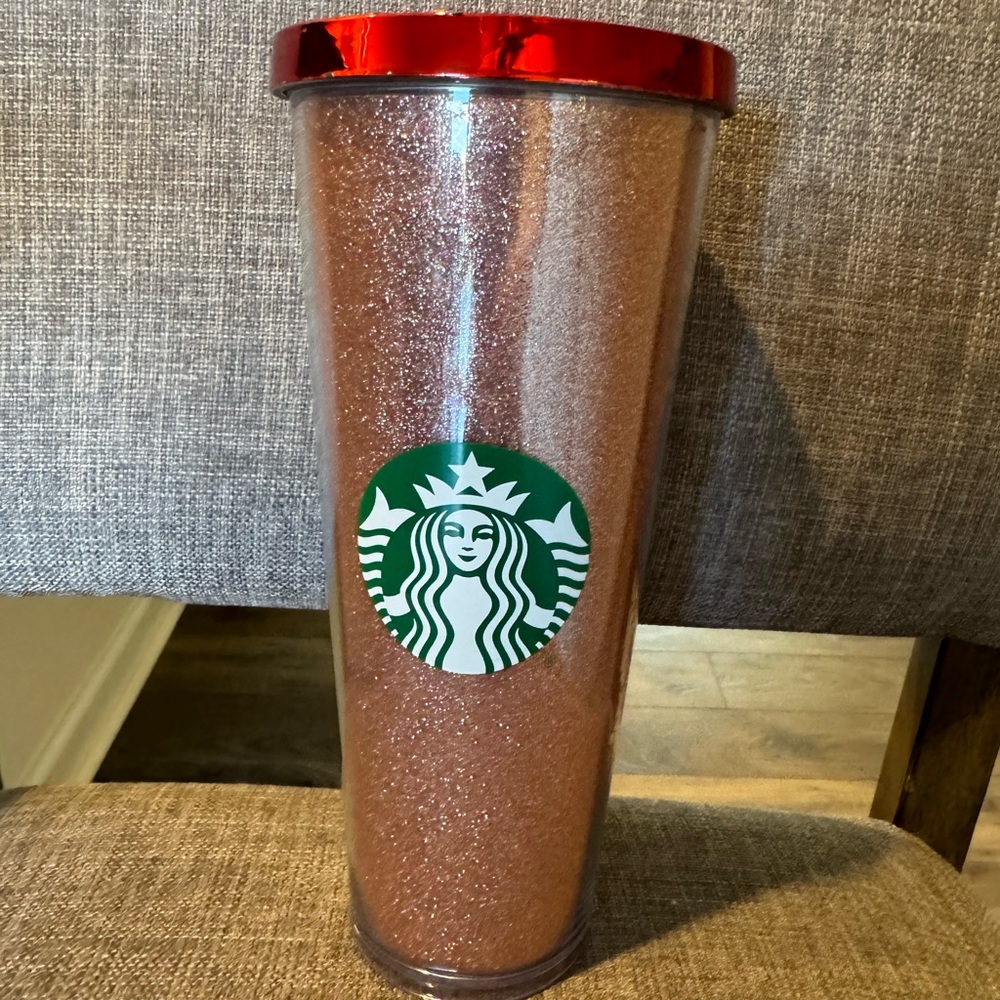 Red glitter Starbucks venti tumbler without straw